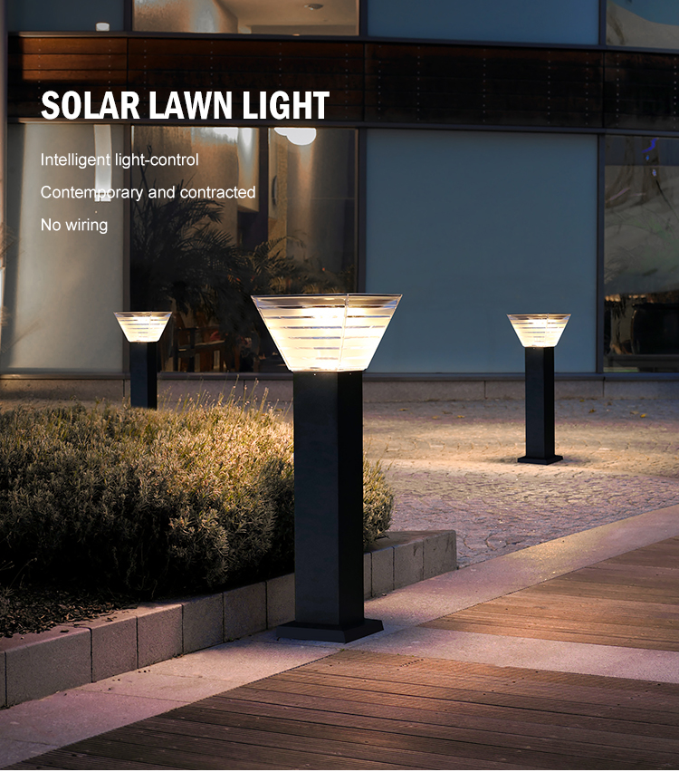 Bollard Outdoor Yard  Park Garden Aluminum Abs Landscape Ip65 5w Led Solar Lawn Light